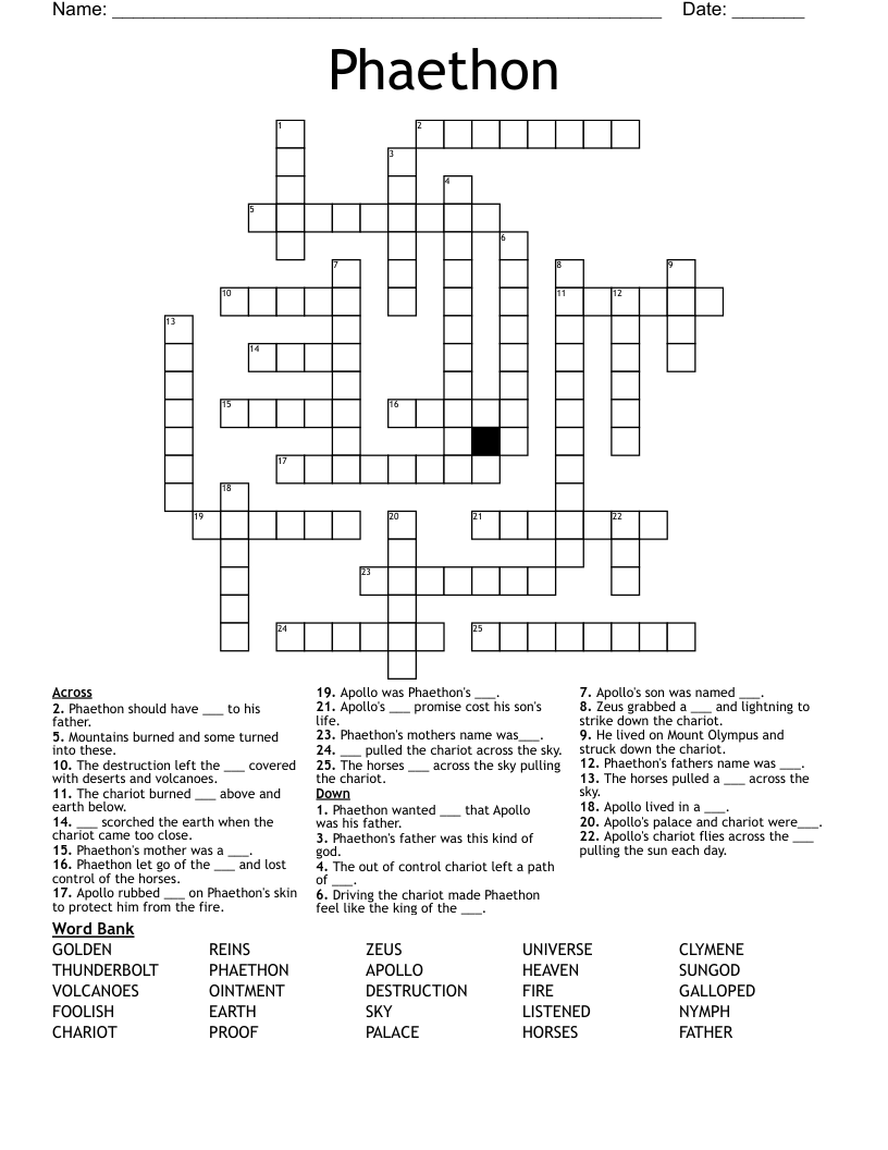Phaethon Crossword