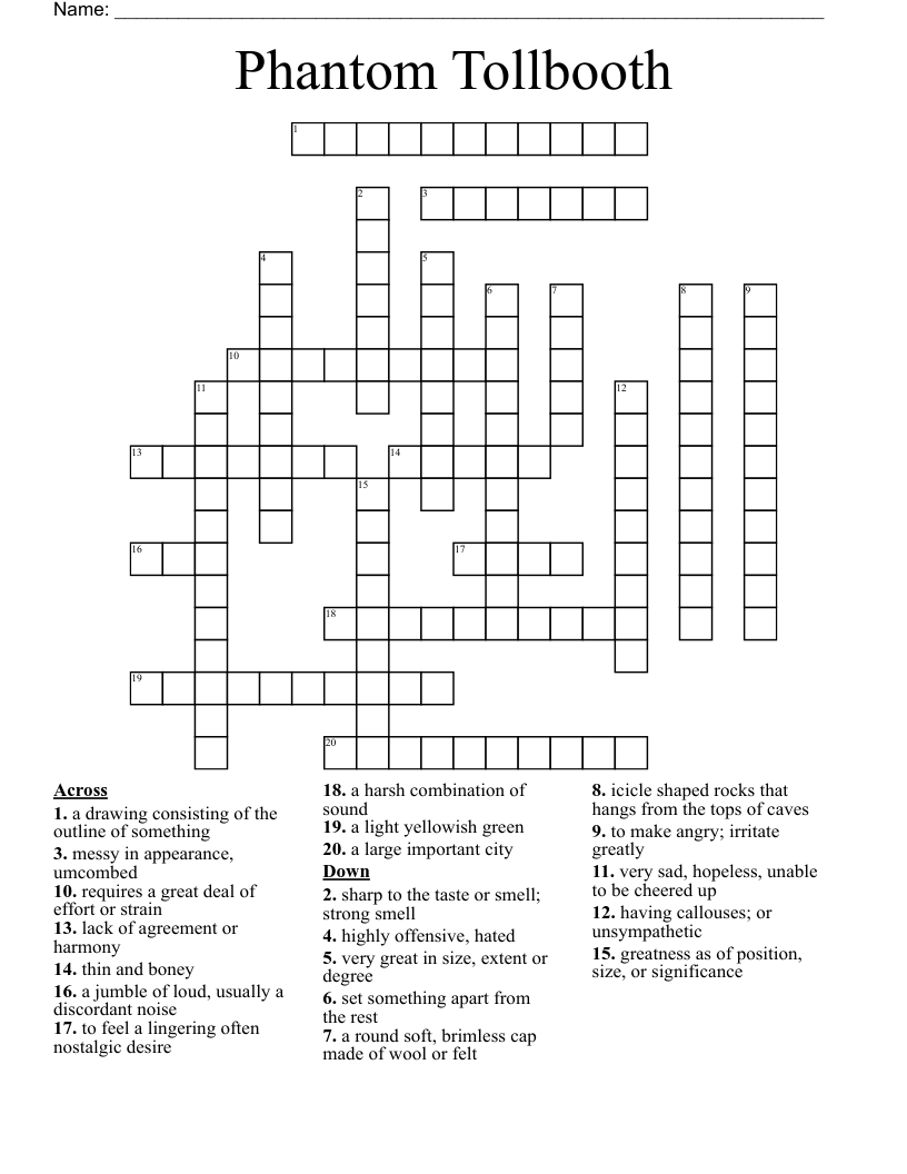 Phantom Tollbooth Crossword
