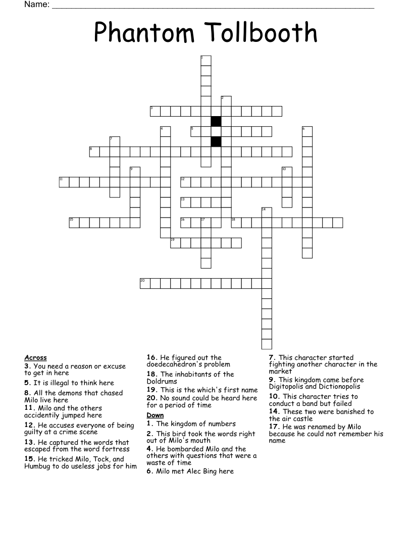 Phantom Tollbooth Crossword