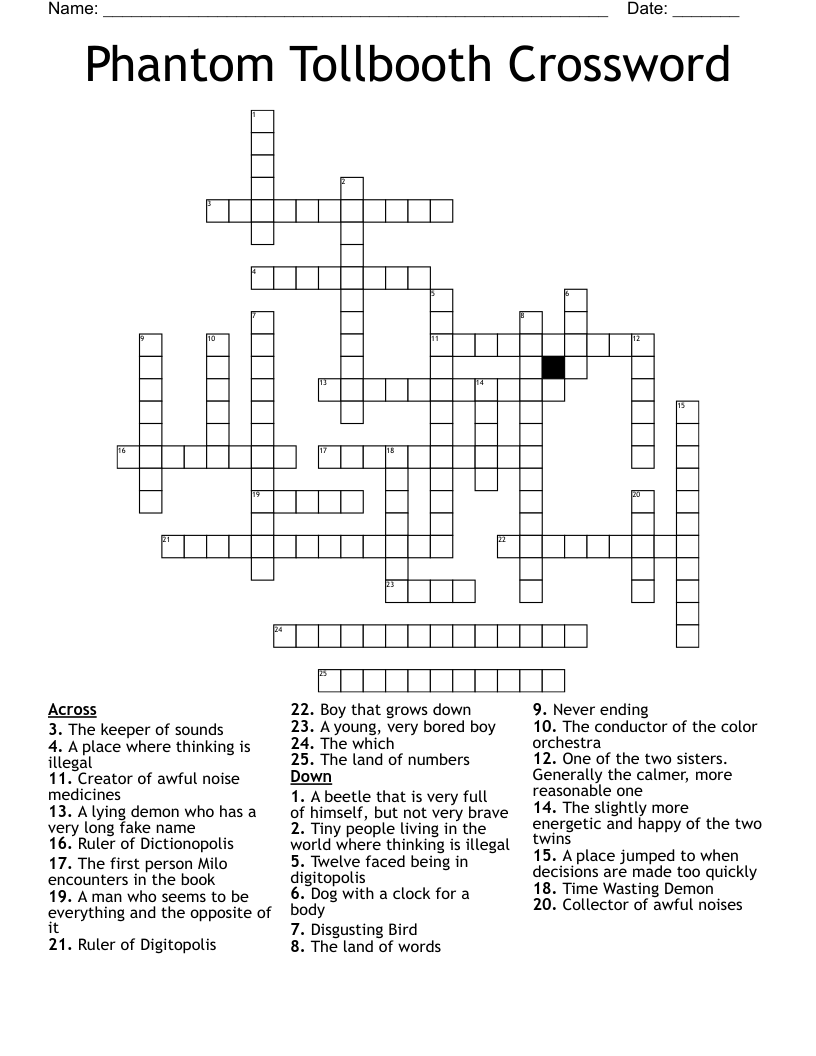 Phantom Tollbooth Crossword