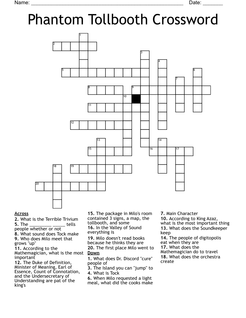 Phantom Tollbooth Crossword 