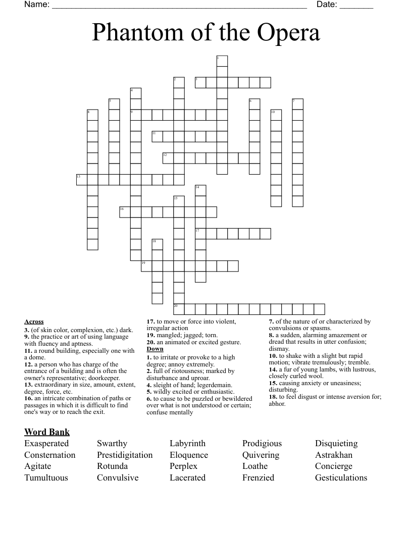 Phantom of the Opera Crossword