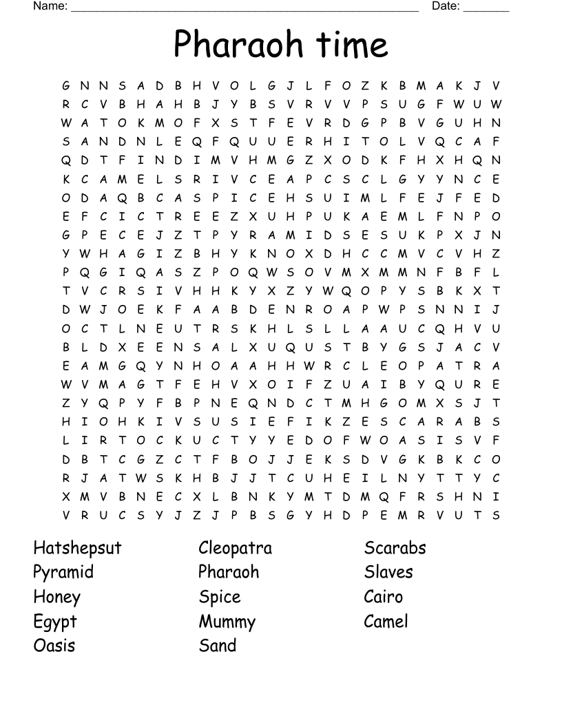Pharaoh time Word Search