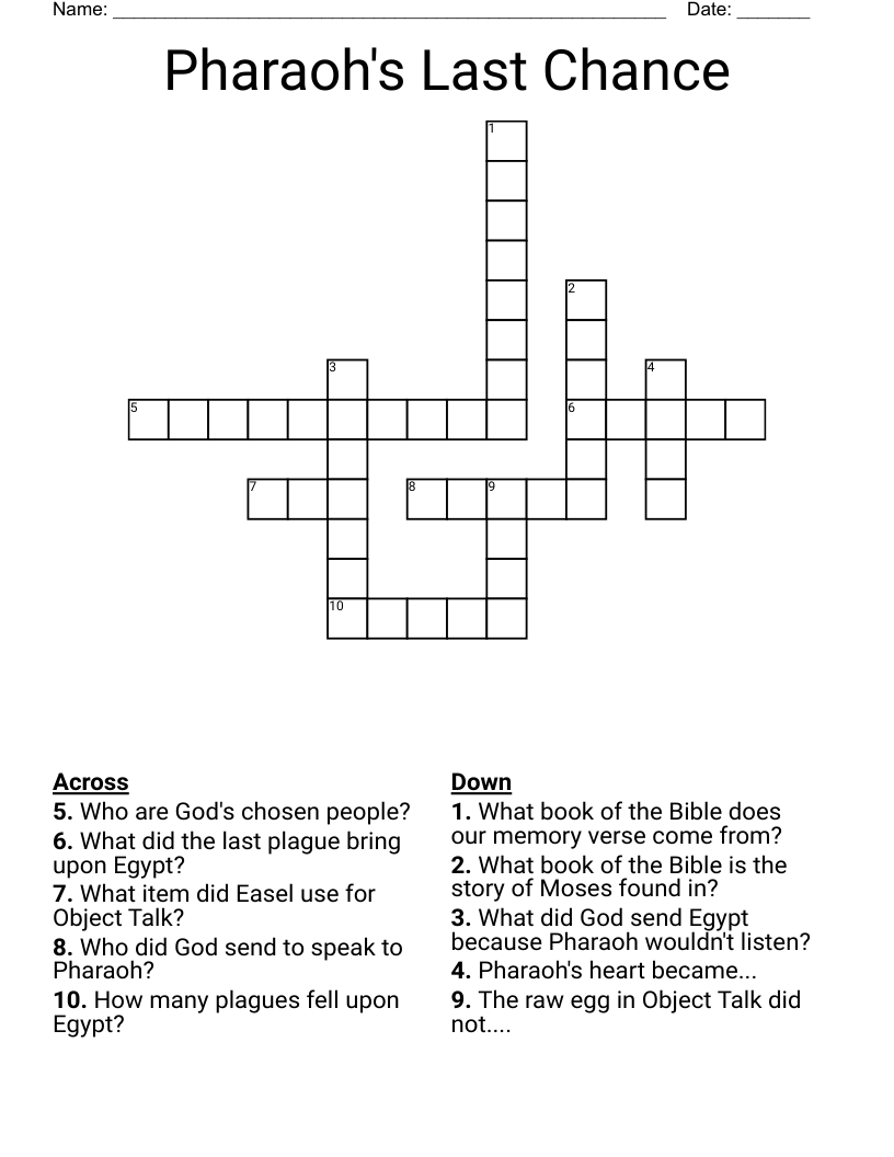 Pharaoh's Last Chance Crossword