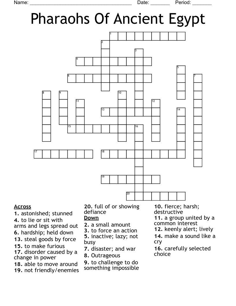 Pharaohs Of Ancient Egypt  Crossword