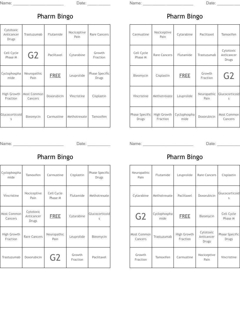Pharm Bingo