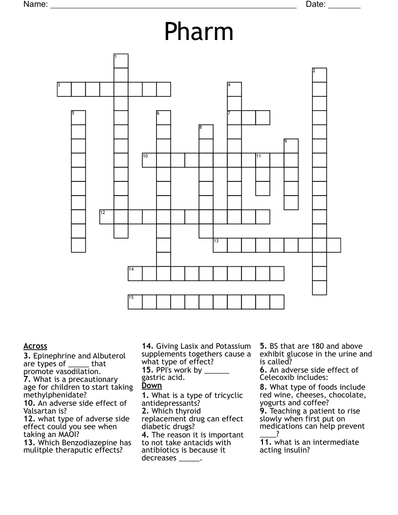 Pharm  Crossword