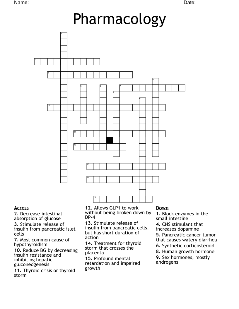 Pharmacology Crossword