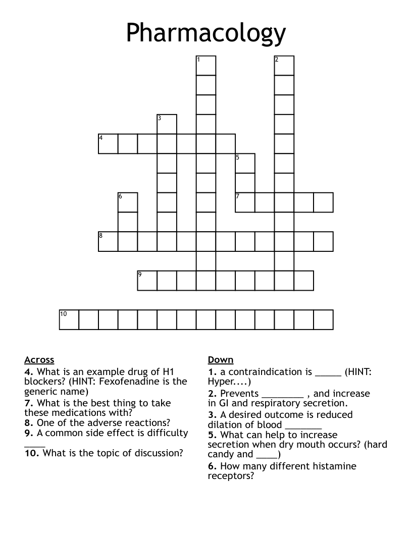Pharmacology Crossword