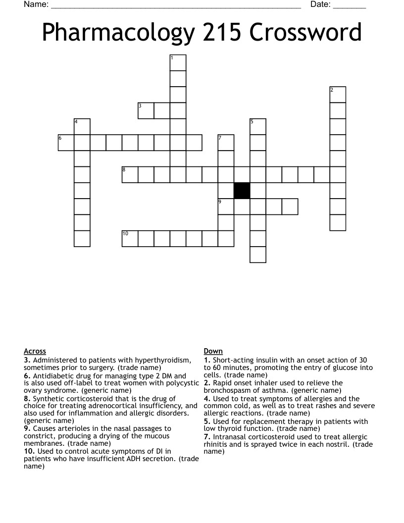 Pharmacology 215 Crossword