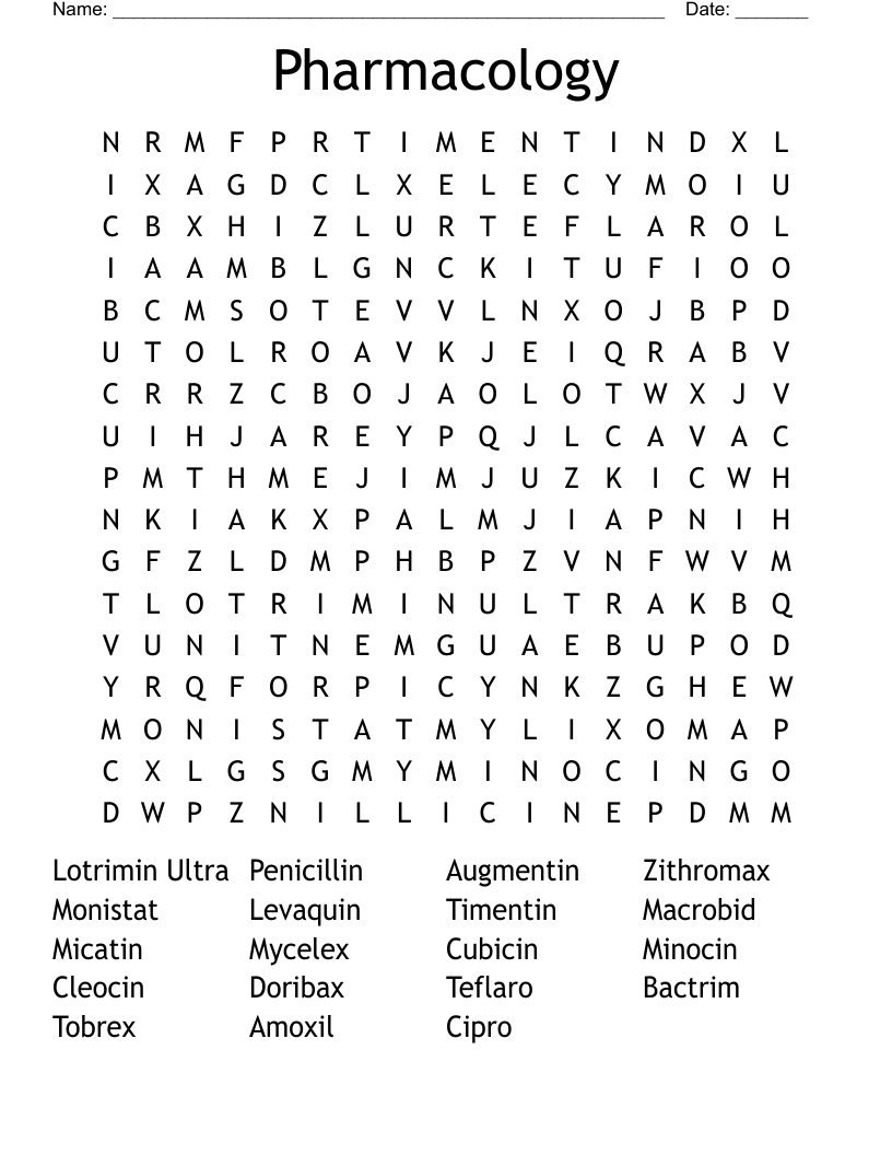 Pharmacology Word Search