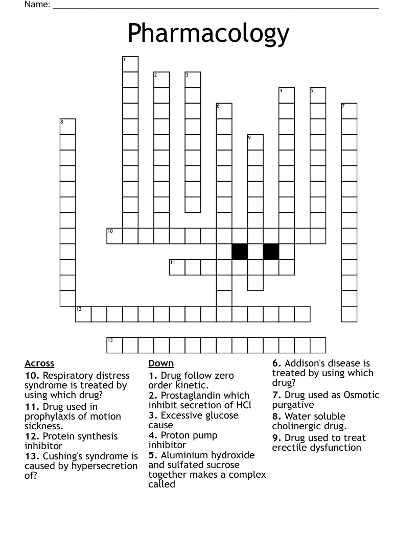 Pharmacology Crossword