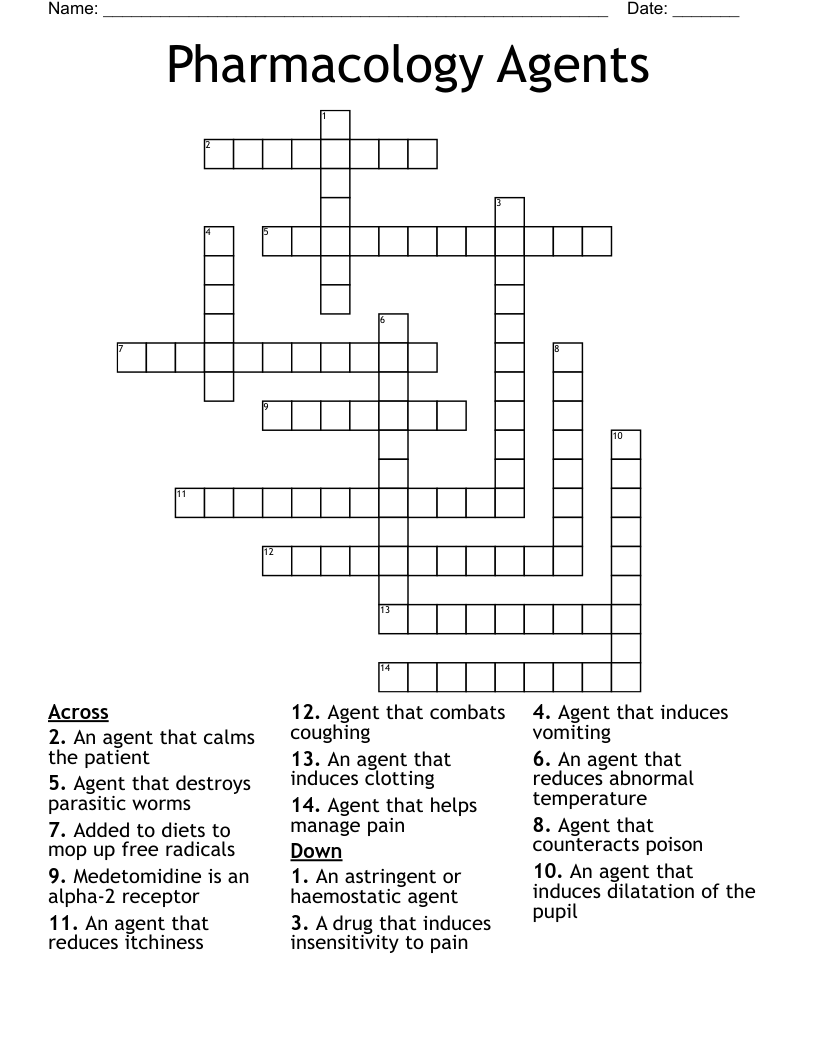 Pharmacology Agents Crossword