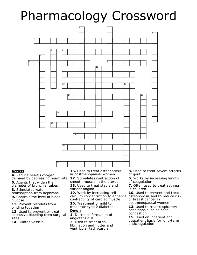 Pharmacology Crossword