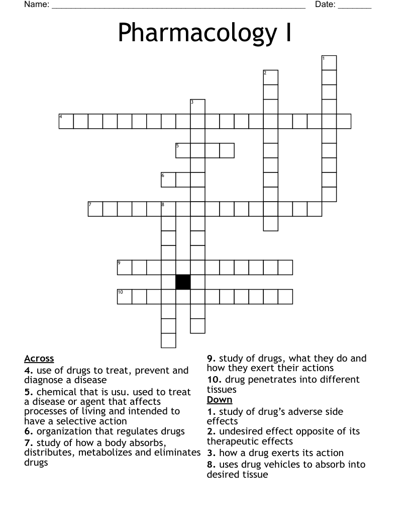 Pharmacology I Crossword
