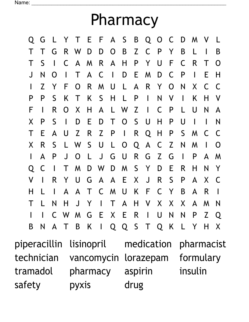 Pharmacy Word Search