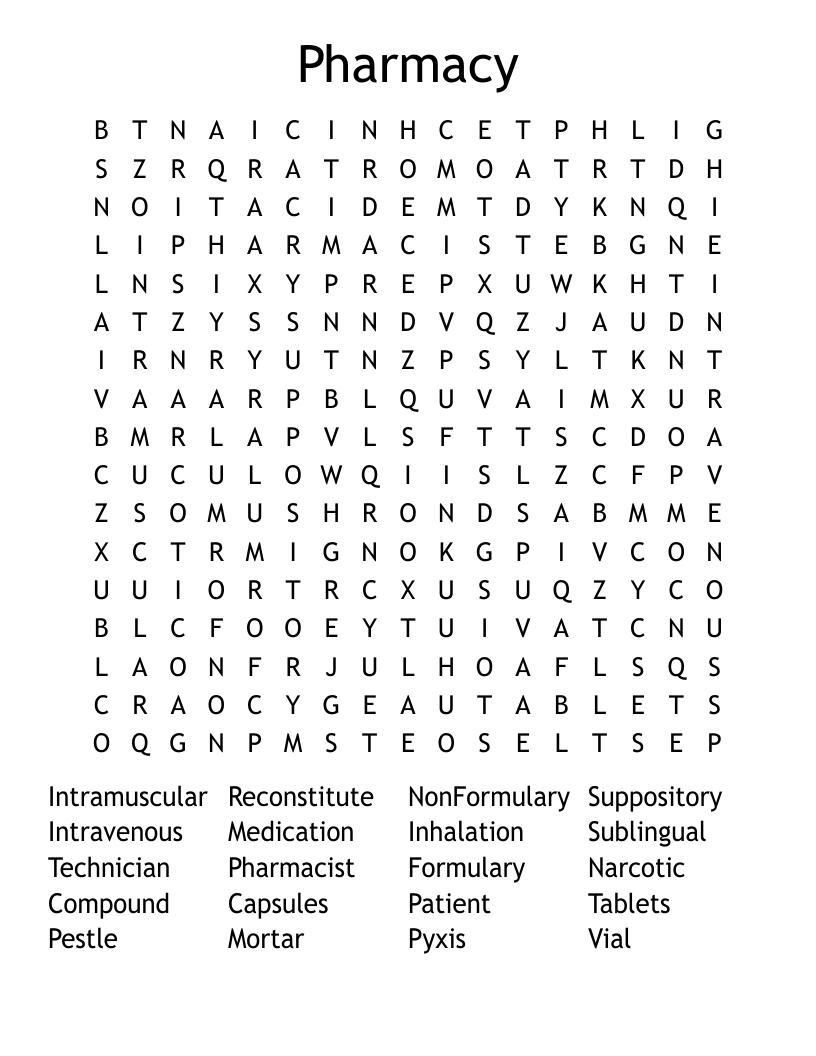 Pharmacy Word Search