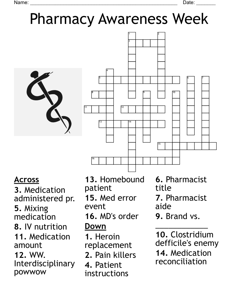 Pharmacy Awareness Week Crossword