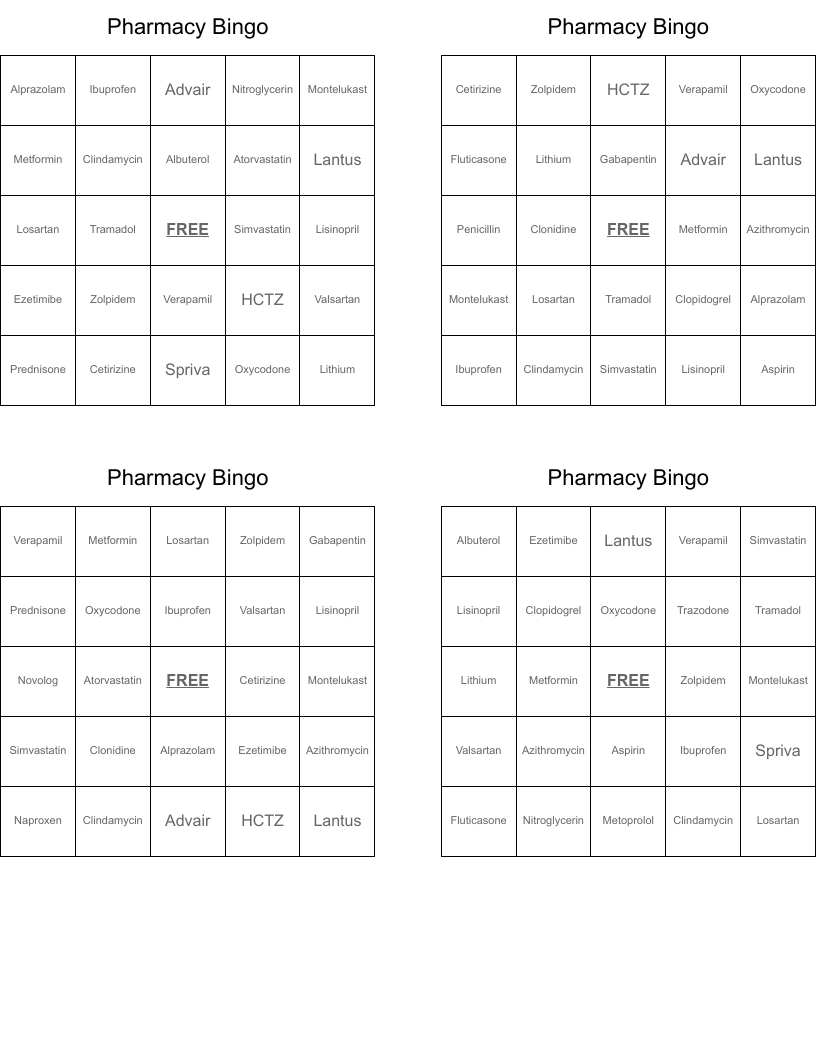 Pharmacy Bingo