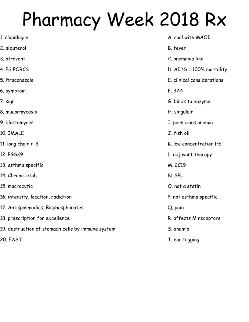 Pharmacy Week 2018 Rx Worksheet