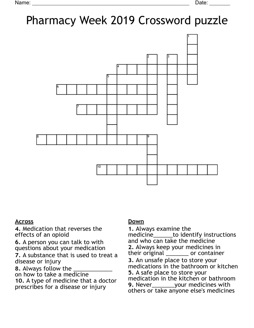 Pharmacy Week 2019 Crossword puzzle