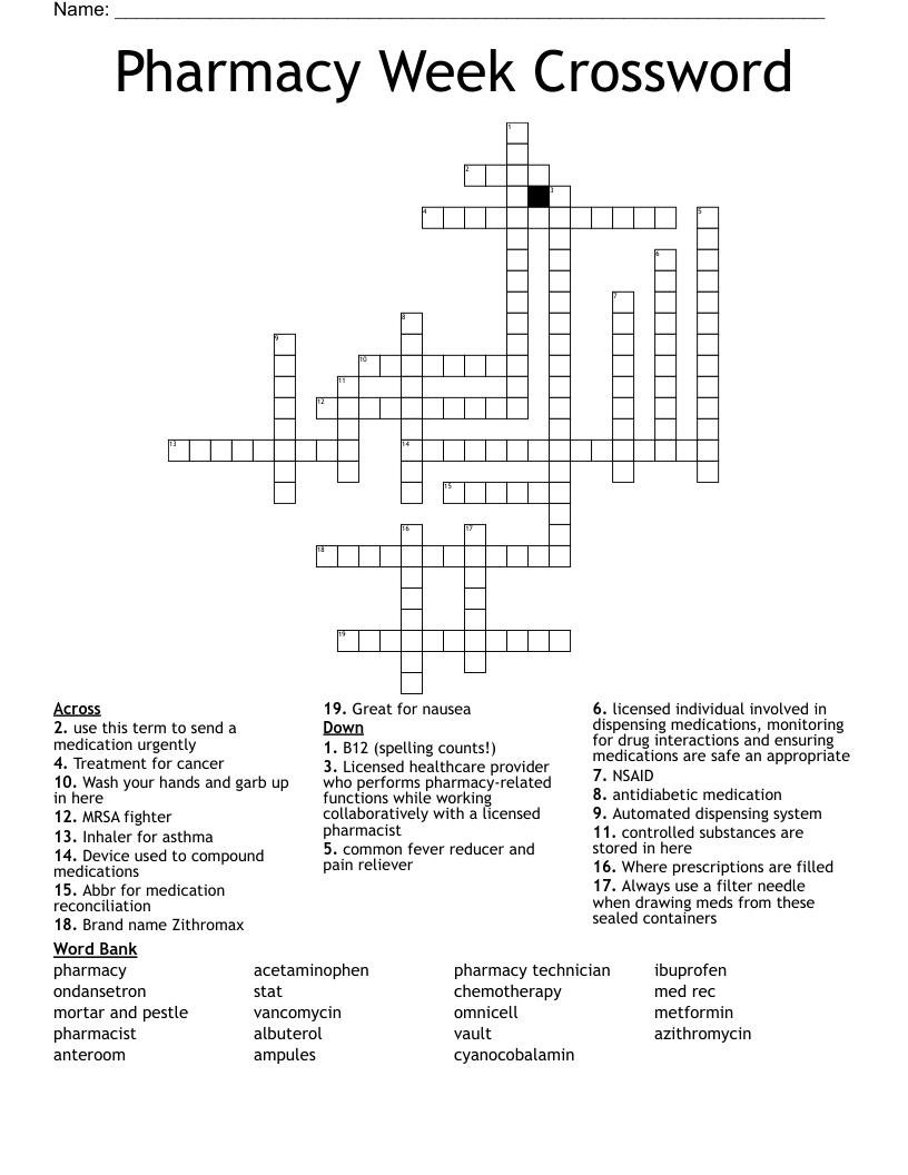 Pharmacy Week Crossword
