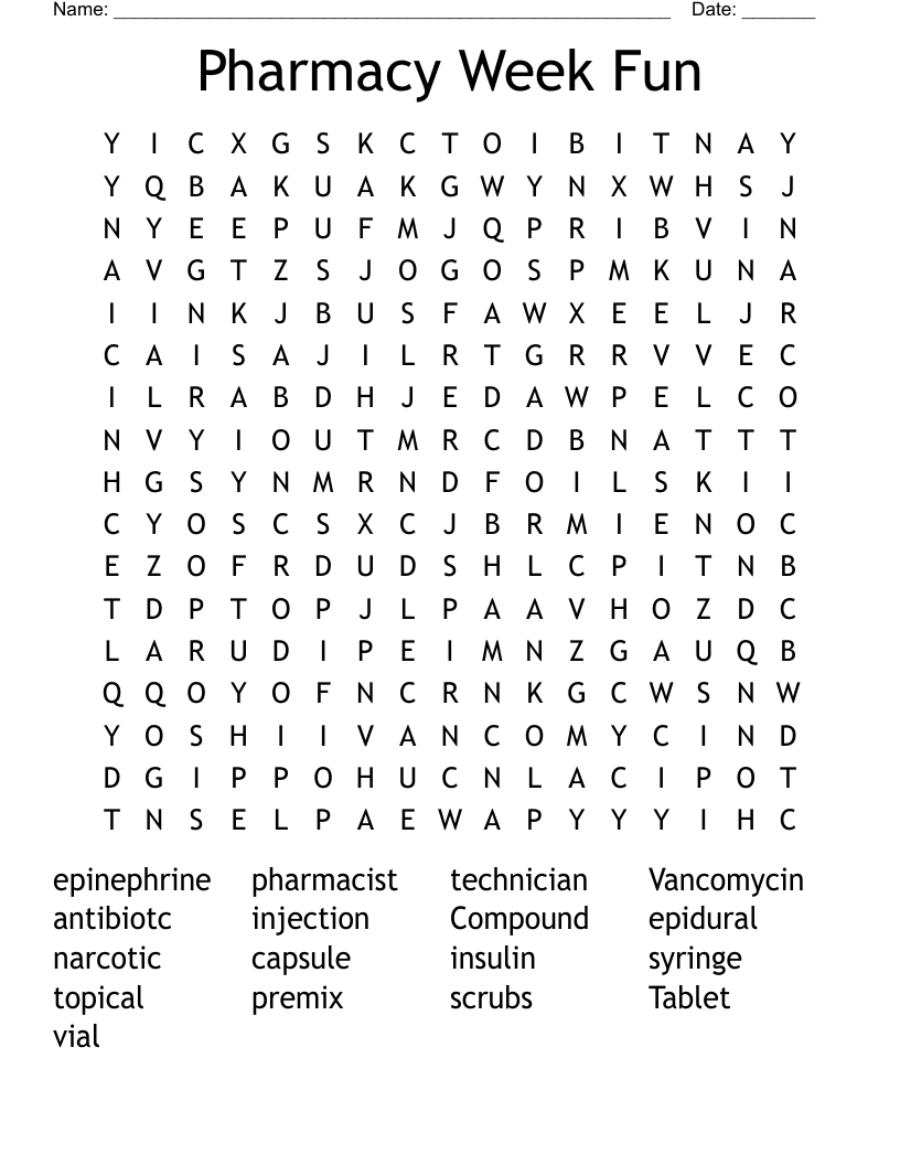 Pharmacy Week Fun Word Search