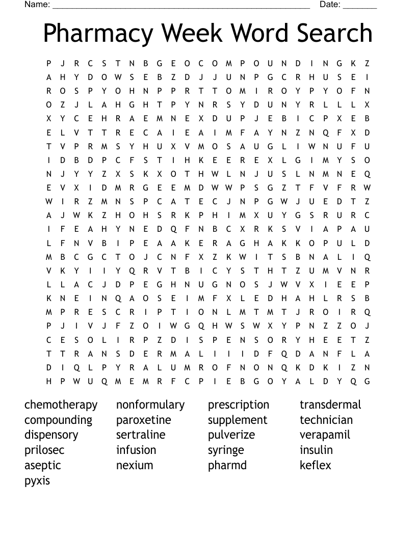 Pharmacy Week Word Search