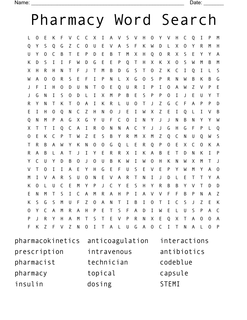 Pharmacy Word Search