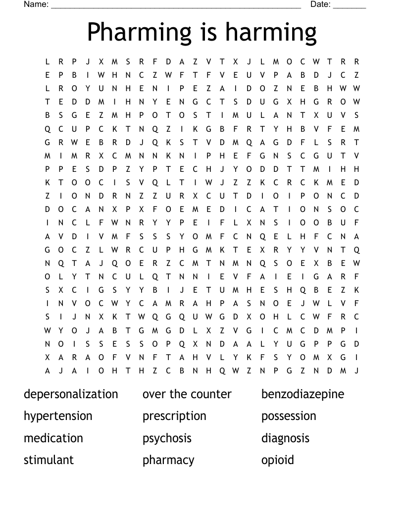 Pharming is harming Word Search