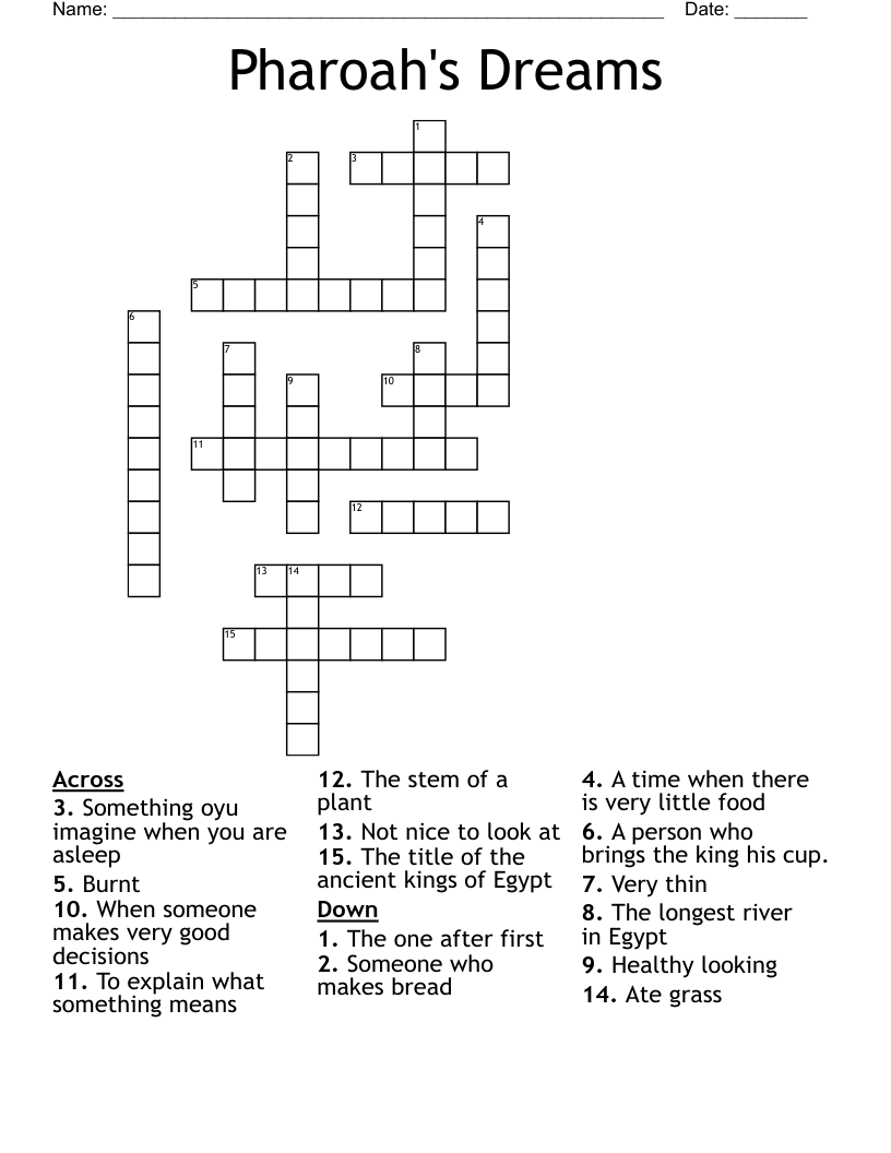 Pharoah's Dreams Crossword