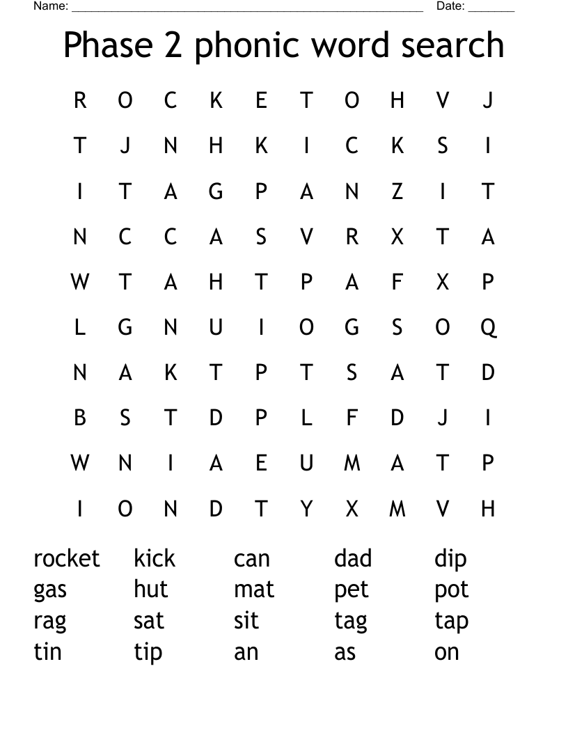 Phase 2 phonic word search