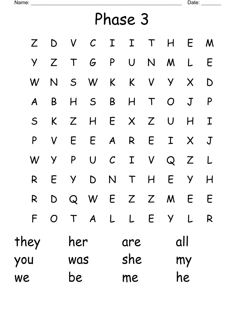 Phase 3 Word Search