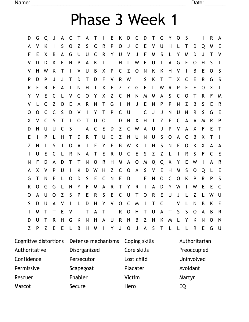 Phase 3 Week 1 Word Search