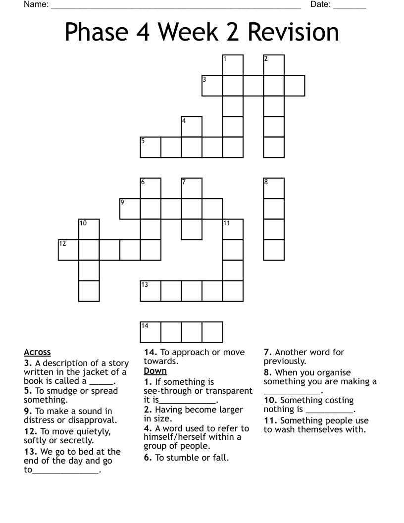 Phase 4 Week 2 Revision Crossword