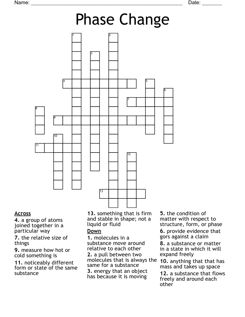 Phase Change Crossword