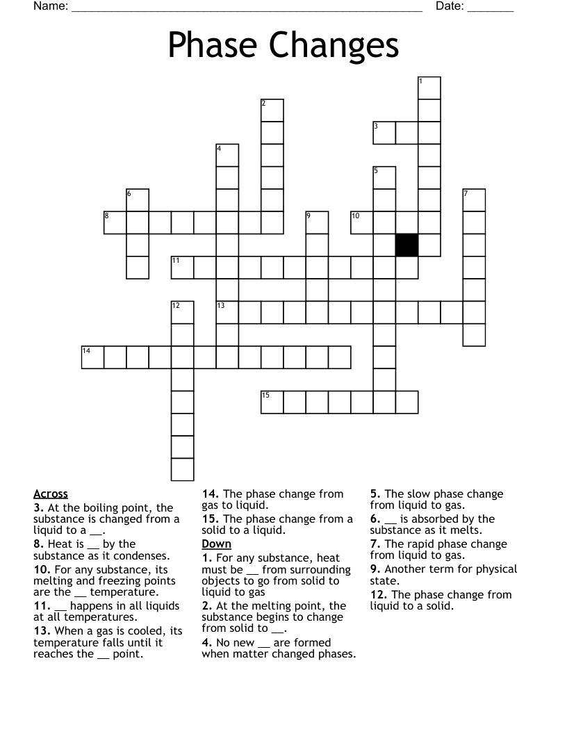 Phase Changes Crossword