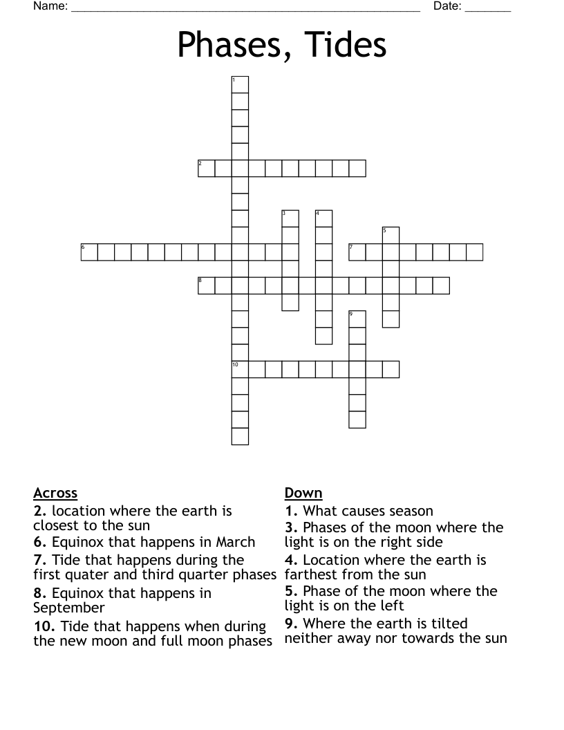 Phases, Tides Crossword