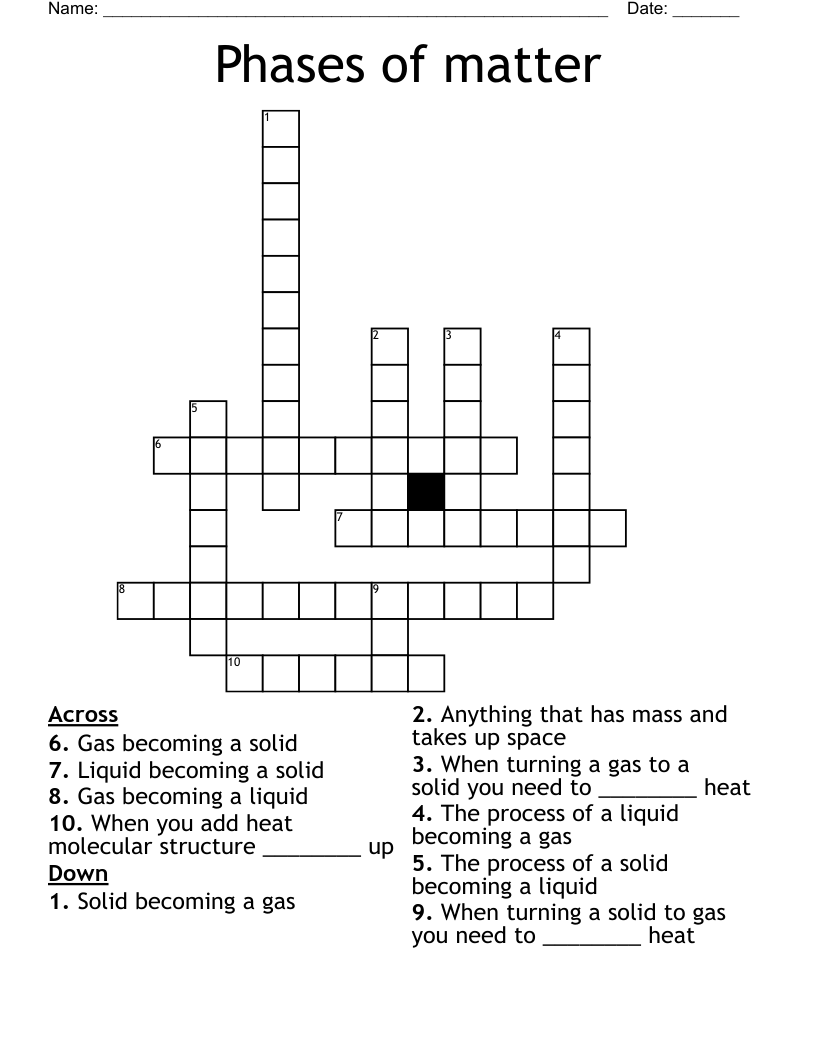 Phases of matter Crossword