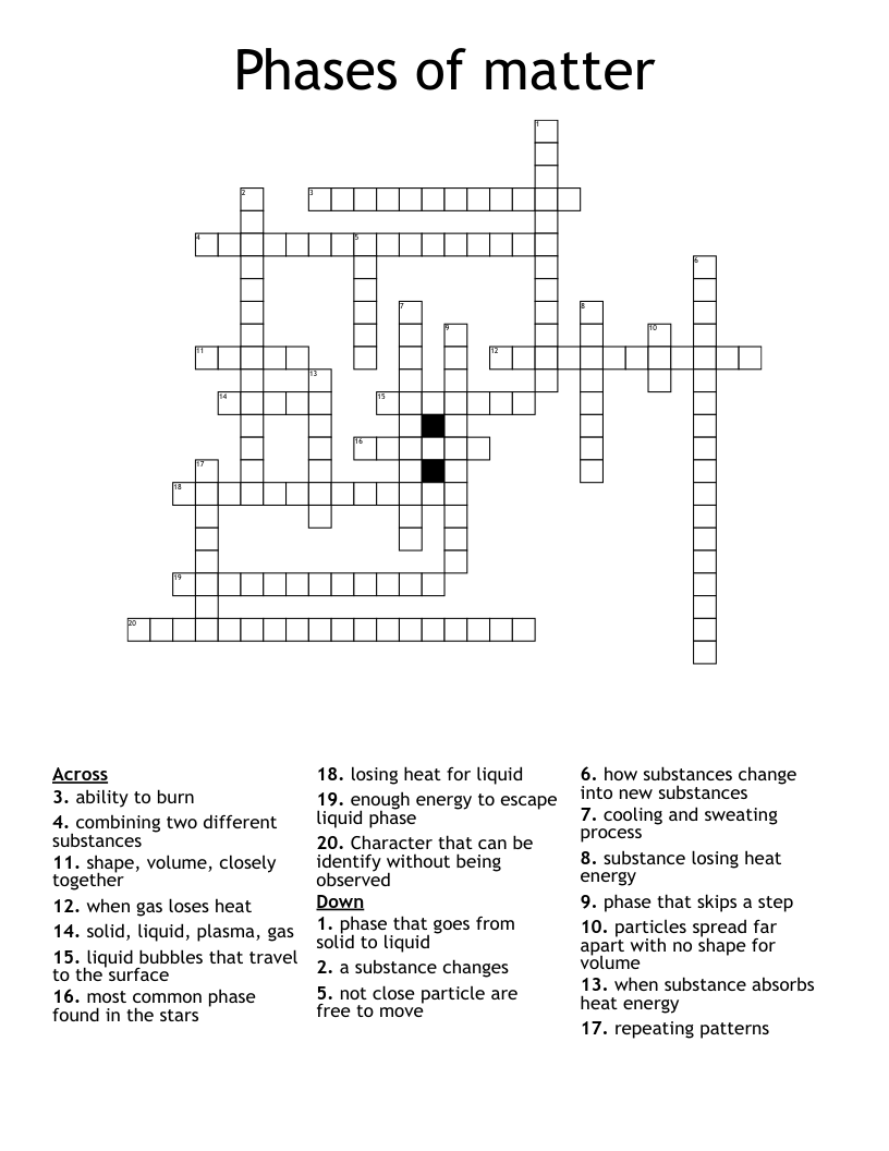 Phases of matter Crossword
