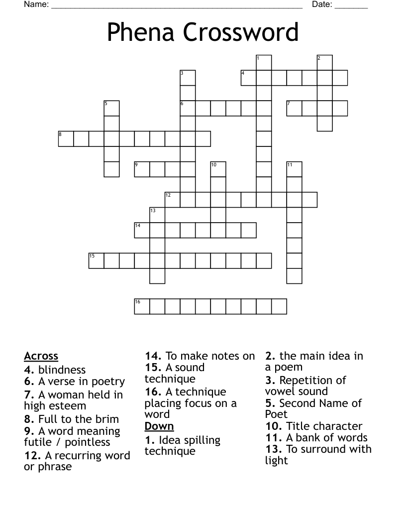 Phena Crossword