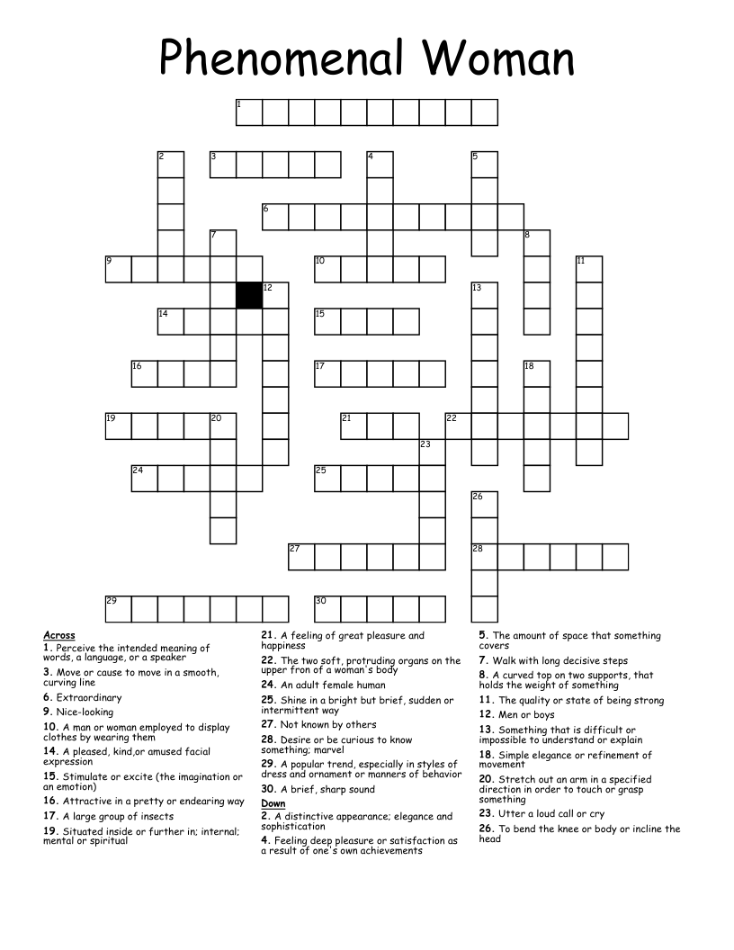 Phenomenal Woman Crossword