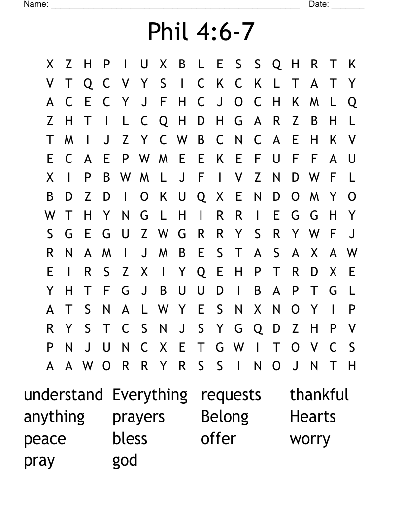 Phil 4:6-7 Word Search