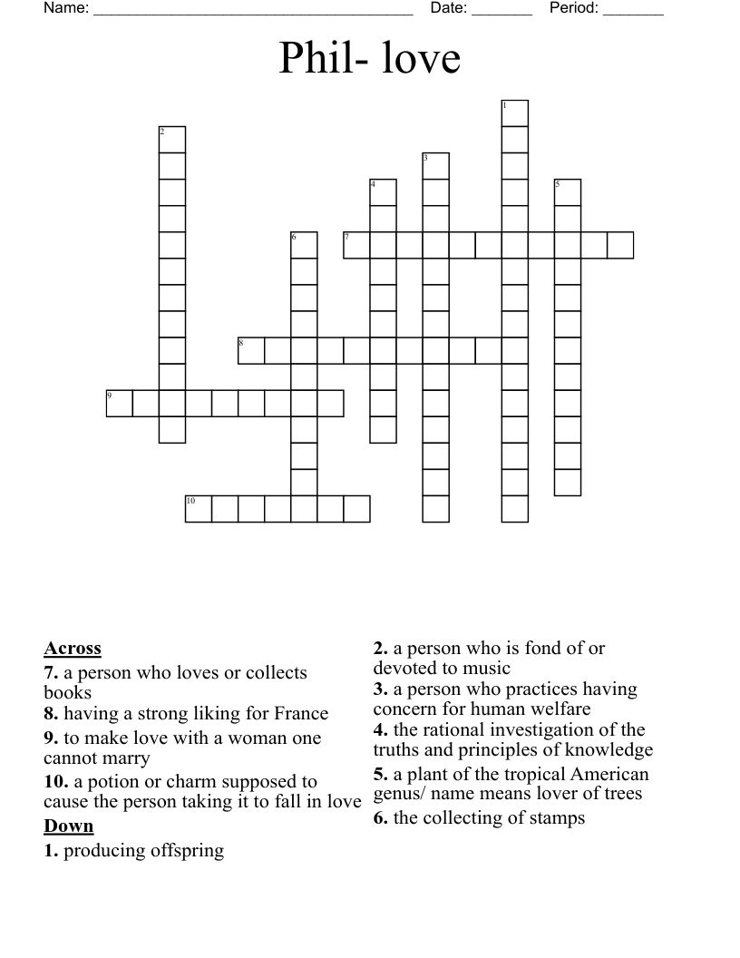 Phil- love Crossword