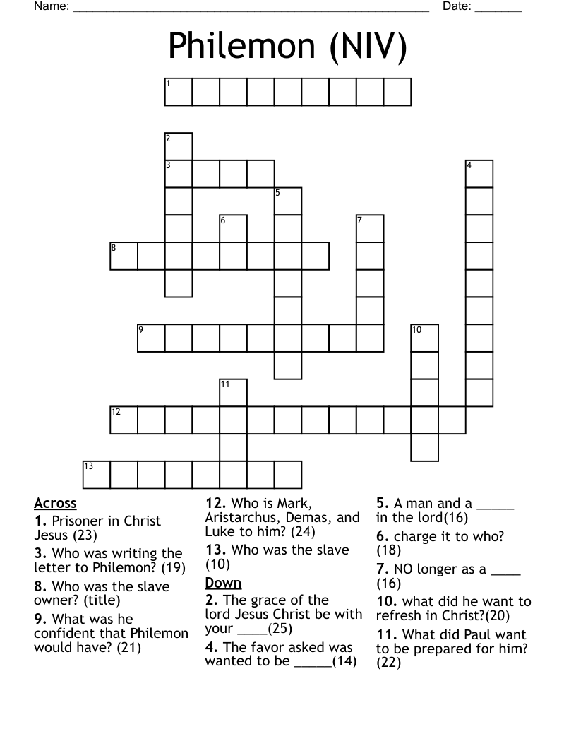 Philemon (NIV) Crossword