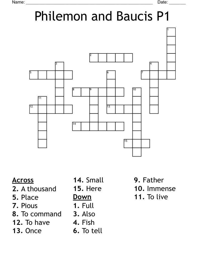 Philemon and Baucis P1 Crossword