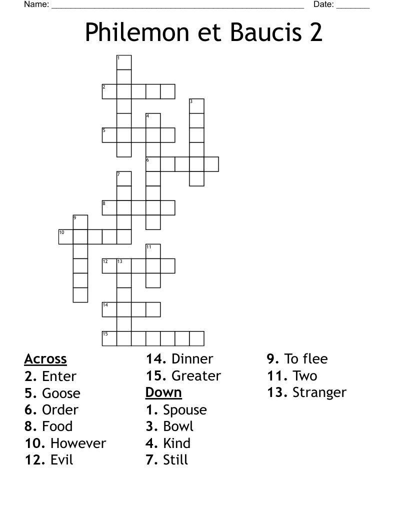 Philemon et Baucis 2 Crossword