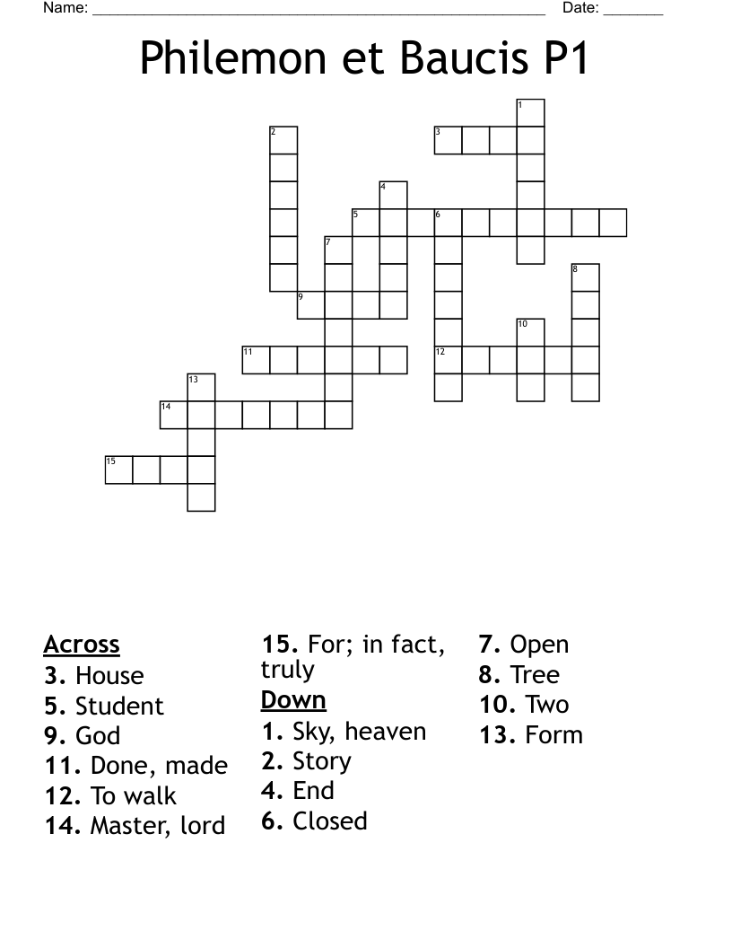 Philemon et Baucis P1 Crossword