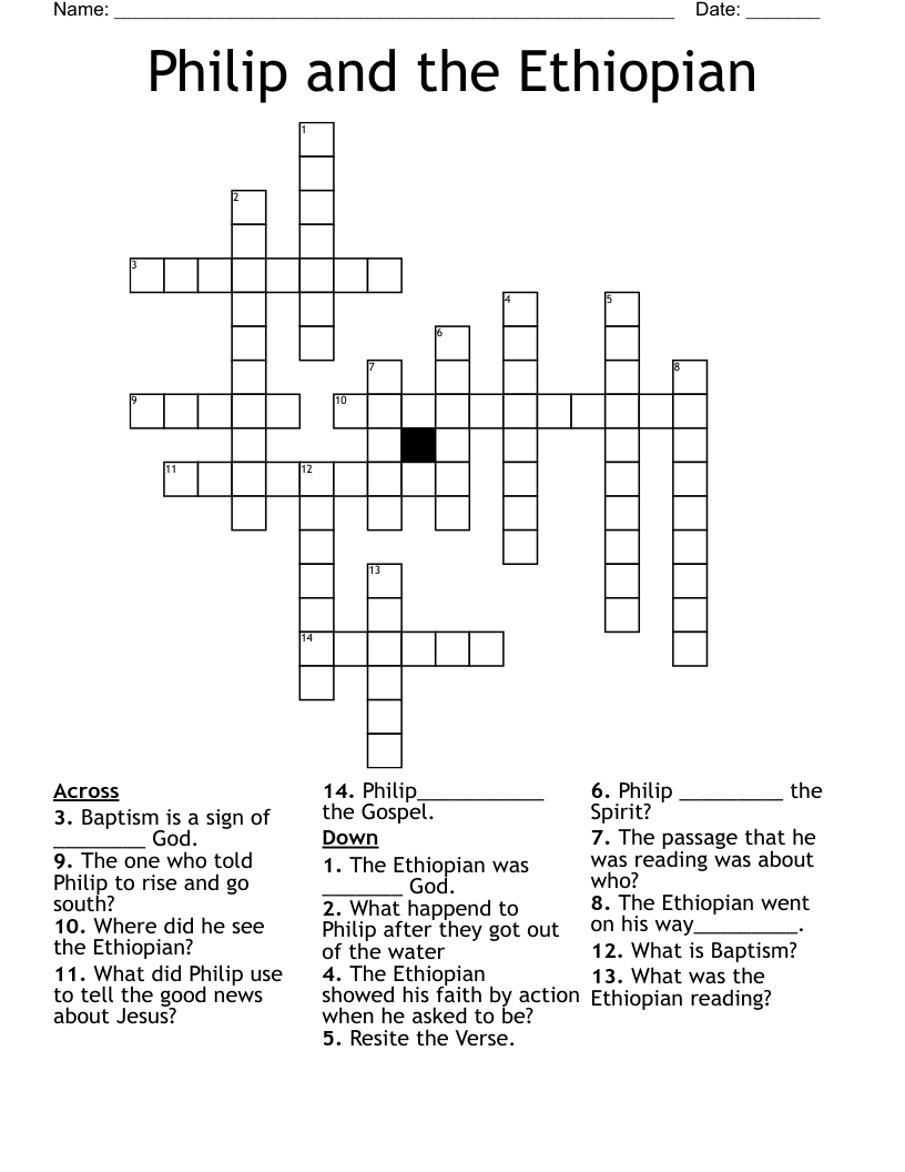 Philip and the Ethiopian Crossword