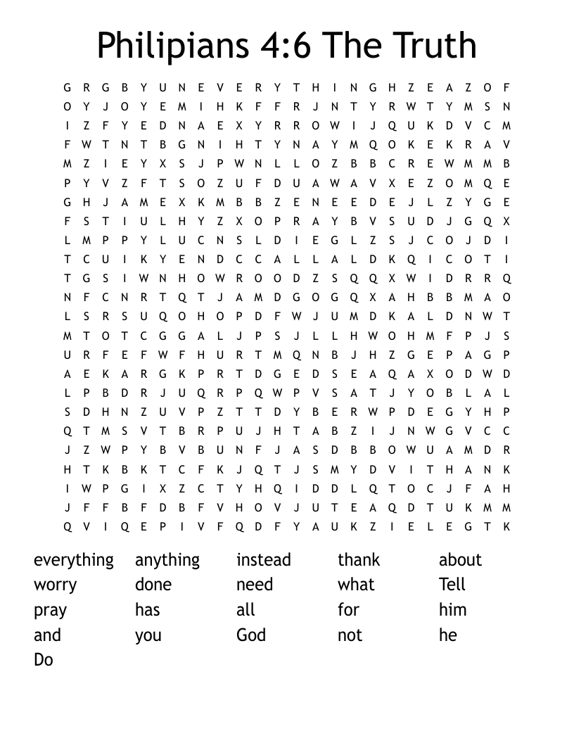Philipians 4:6 The Truth Word Search